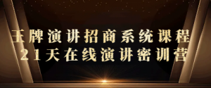 王牌演讲招商系统课程 21天在线演讲密训营