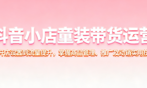 2025抖音小店童装带货运营，从开店设置到流量提升，掌握商品管理、推广及动销实用技巧