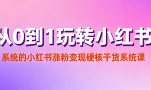 从0到1玩转小红书 系统的小红书涨粉变现硬核干货系统课