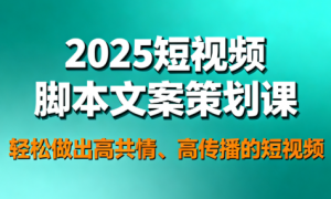 2025短视频脚本文案策划课 轻松做出高共情、高传播的短视频