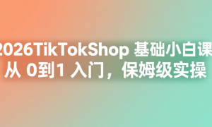 2026TikTokShop 基础小白课：从 0 到 1 入门，保姆级实操