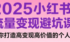 2025小红书流量变现避坑课 带你打造高变现高价值的个人IP