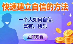 快速建立自信的方法直播课，一个人如何自信、富有、快乐