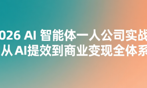 2026 AI 智能体一人公司实战：从 AI 提效到商业变现全体系