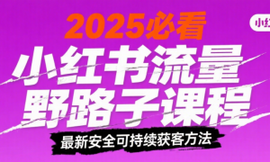 2025小红书流量野路子课程：最新小红书安全可持续的获客方法