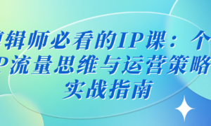 剪辑师必看的IP课：个人IP流量思维与运营策略课实战指南