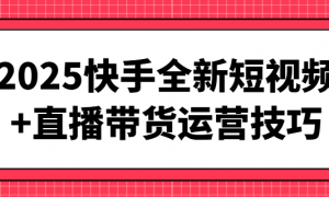 2025快手全新短视频+直播带货运营技巧