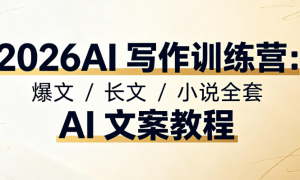 2026AI 写作训练营：爆文 / 长文 / 小说全套 AI 文案教程