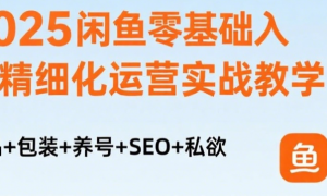 2025闲鱼零基础入门精细化运营实战教学 选品+包装+养号+SEO+私欲