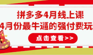 拼多多4月线上课 4月份最牛逼的强付费玩法