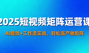2025 短视频矩阵运营课：AI 提效 + 工作流实战，轻松高产做矩阵