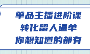 单品主播进阶课 转化留人逼单你想知道的都有