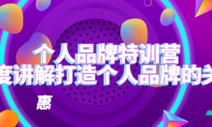 个人品牌特训营 深度讲解打造个人品牌的关键