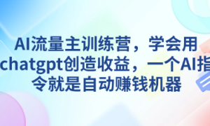 AI流量主训练营，学会用chatgpt创造收益，一个AI指令就是自...