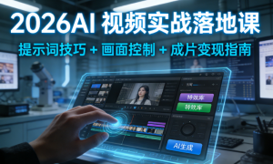 2026AI 视频实战落地课：提示词技巧 + 画面控制 + 成片变现指南