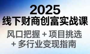 2025 线下财商创富实战课：风口把握 + 项目挑选 + 多行业变现指南