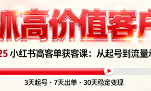 2025 小红书高客单获客课：从起号到流量承接，精准抓高价值客户