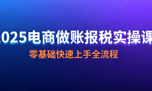 2025 电商做账报税实操课：零基础快速上手全流程