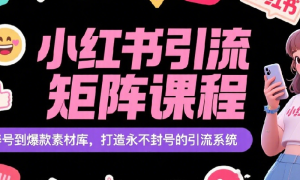 小红书引流矩阵课程 从养号到爆款素材库，打造永不封号的引流系统