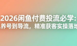 2026闲鱼付费投流必学：从养号到导流，精准获客实操落地