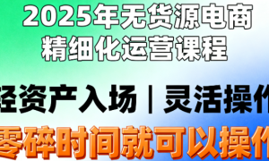 2025年无货源电商精细化运营课程 轻资产入场 零碎时间就可以操作