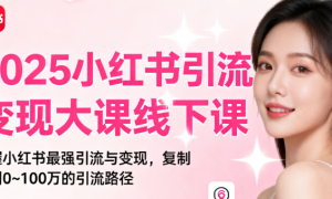 2025小红书引流变现大课线下课 掌握小红书最强引流与变现，复制0~100万的引流路径