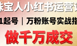 珠宝人小红书运营课：0-1 起号，万粉账号做千万成交