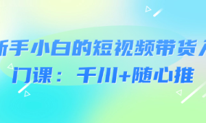 新手小白的短视频带货入门课：千川+随心推