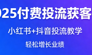2025 付费投流获客课：小红书 + 抖音投流教学，轻松增长业绩