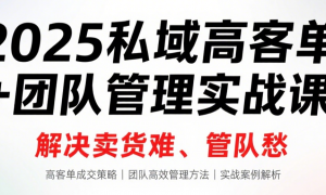 2025 私域高客单 + 团队管理实战课：解决卖货难、管队愁