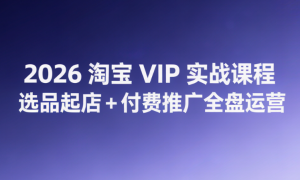 2026 淘宝 VIP 实战课程 选品起店 + 付费推广全盘运营