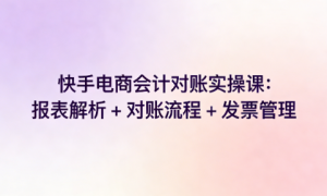 快手电商会计对账实操课：报表解析 + 对账流程 + 发票管理