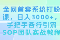 全网首套系统打粉课，日入3000+，手把手各行引流SOP团队实...