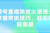 视频号直播带货火箭班：快速掌握带货技巧，轻松提升销...