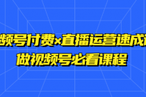 视频号付费×直播运营速成课 做视频号必看课程
