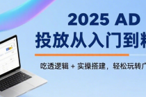 2025 AD 投放从入门到精通：吃透逻辑 + 实操搭建，轻松玩转广告投放