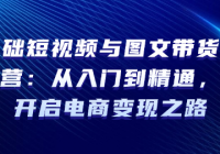 零基础短视频与图文带货实操训练营：从入门到精通，快...