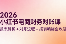2026 小红书电商财务对账课：报表解析 + 对账流程 + 报表编制全攻略