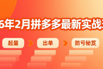 2026 年 2 月拼多多最新实战玩法：起量、出单、防亏秘笈