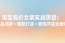 淘宝高价女装实战项目：选品测款 + 爆款打造 + 矩阵开店全教程