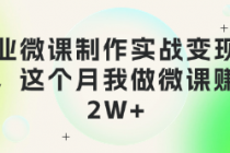 商业微课制作实战变现项目，这个月我做微课赚了2W+
