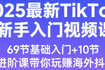 2025最新TikTok新手入门视频课，69节基础入门+10节进阶课带你玩赚海外抖音