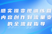 情感实操变现训练营：从内容创作到流量变现的全流程指导