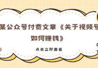 某公众号付费文章《关于视频号如何赚钱》适合中小视频...