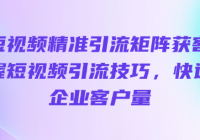 企业短视频精准引流矩阵获客：轻松掌握短视频引流技巧...