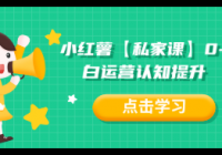 小红薯【私家课】0-1小白运营认知提升