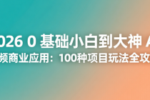 2026 0 基础小白到大神 AI 视频商业应用：100 种项目玩法全攻略