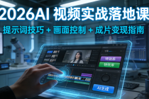2026AI 视频实战落地课：提示词技巧 + 画面控制 + 成片变现指南