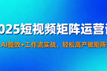 2025 短视频矩阵运营课：AI 提效 + 工作流实战，轻松高产做矩阵