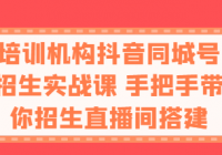 培训机构抖音同城号招生实战课 手把手带你招生直播间搭建